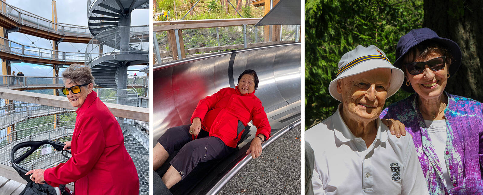 Berwick Royal Oak residents at the Malahat Skywalk (and slide!) and out picnicking.