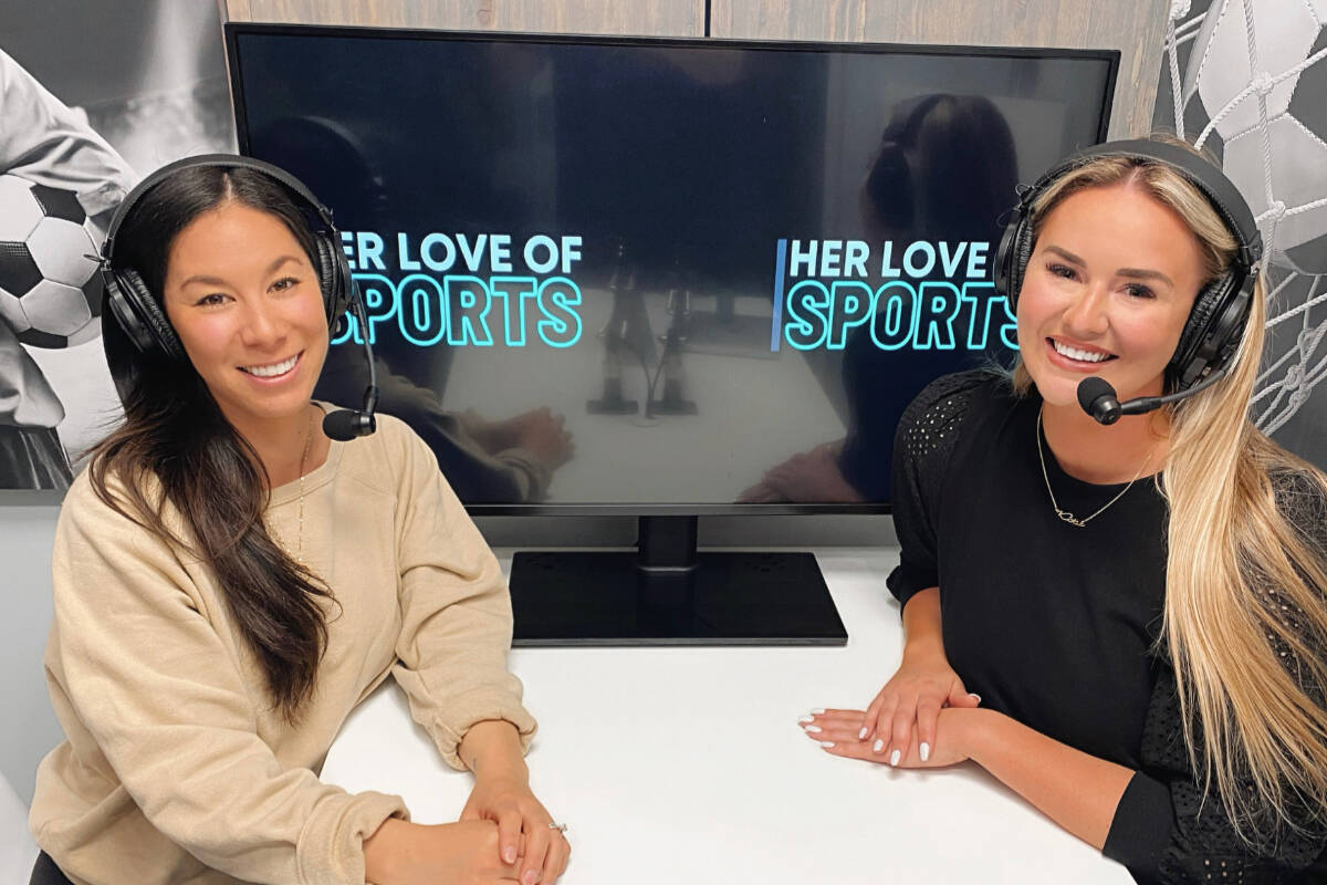 Katie interviews a guest for her podcast, Her Love of Sports. Katie Hamilton.